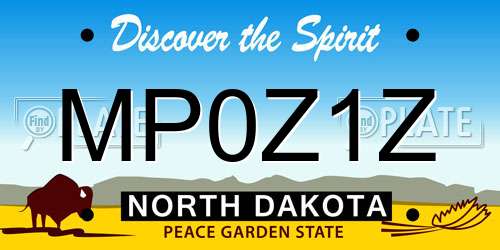 MP0Z1Z North Dakota License Plate