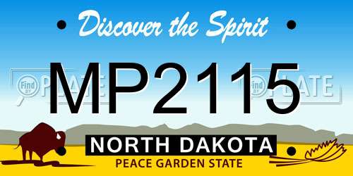 MP2115 North Dakota License Plate