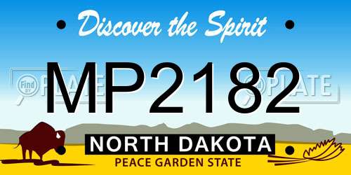 MP2182 North Dakota License Plate