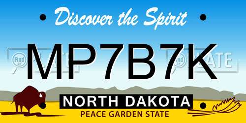 MP7B7K North Dakota License Plate