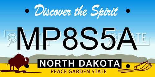 MP8S5A North Dakota License Plate