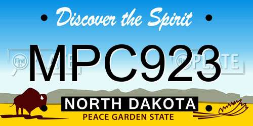 MPC923 North Dakota License Plate