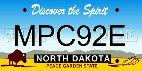MPC92E North Dakota License Plate