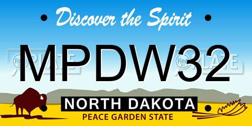 MPDW32 North Dakota License Plate