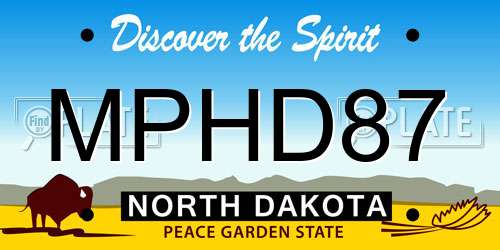 MPHD87 North Dakota License Plate
