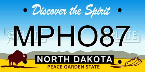 MPHO87 North Dakota License Plate