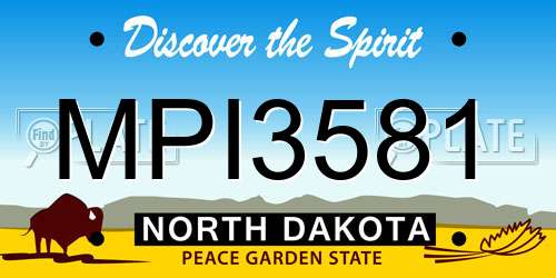 MPI3581 North Dakota License Plate