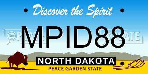 MPID88 North Dakota License Plate