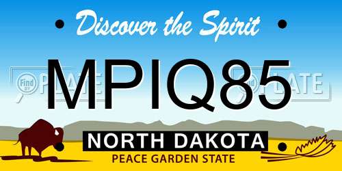MPIQ85 North Dakota License Plate