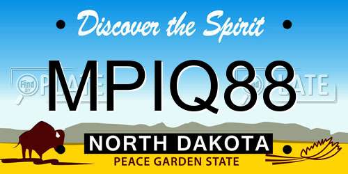 MPIQ88 North Dakota License Plate