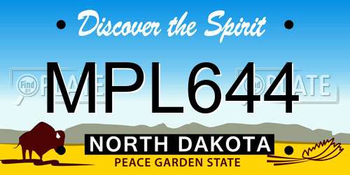 MPL644 North Dakota License Plate