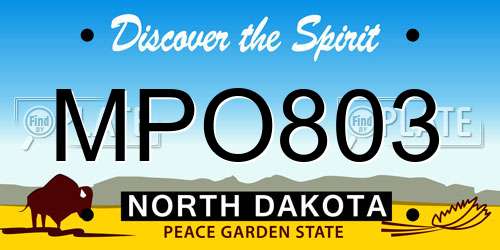 MPO803 North Dakota License Plate