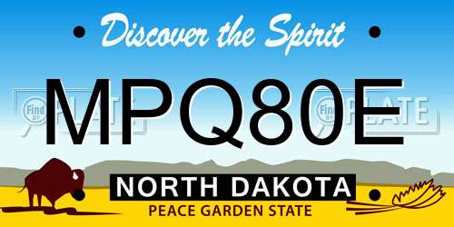 MPQ80E North Dakota License Plate
