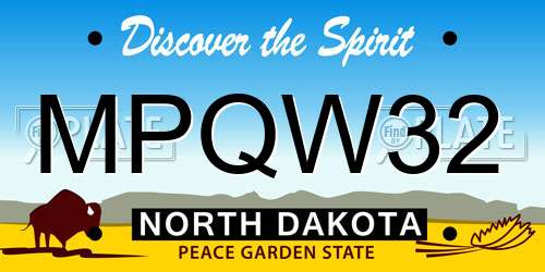 MPQW32 North Dakota License Plate