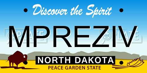 MPREZIV North Dakota License Plate