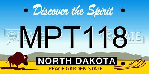 MPT118 North Dakota License Plate