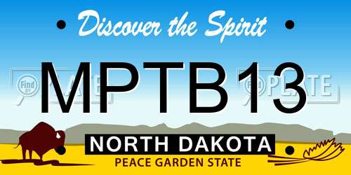 MPTB13 North Dakota License Plate