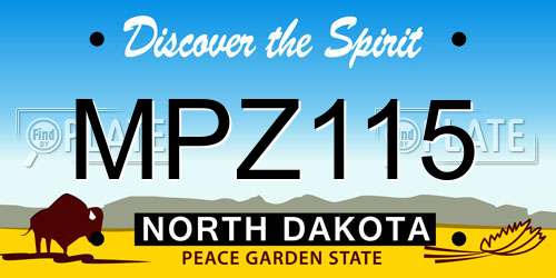 MPZ115 North Dakota License Plate