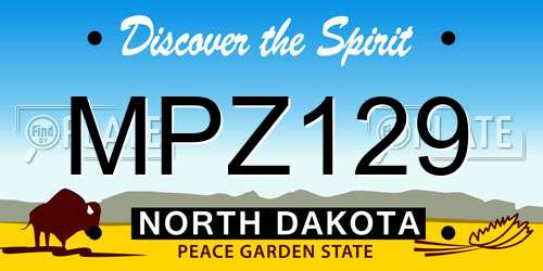 MPZ129 North Dakota License Plate