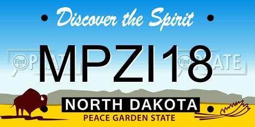 MPZI18 North Dakota License Plate