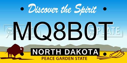 MQ8B0T North Dakota License Plate