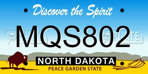 MQS802 North Dakota License Plate