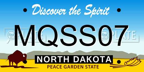 MQSS07 North Dakota License Plate