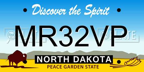 MR32VP North Dakota License Plate