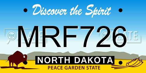 MRF726 North Dakota License Plate