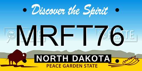 MRFT76 North Dakota License Plate