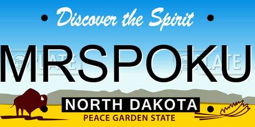 MRSPOKU North Dakota License Plate