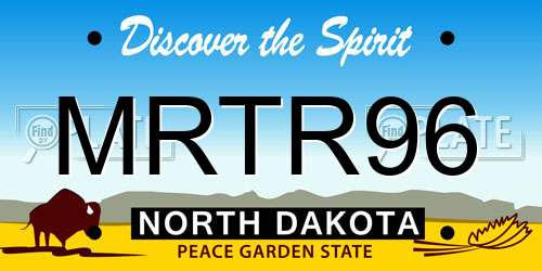 MRTR96 North Dakota License Plate
