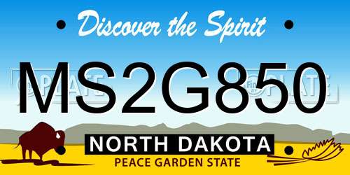 MS2G850 North Dakota License Plate