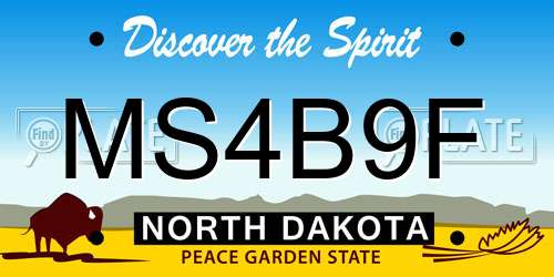 MS4B9F North Dakota License Plate