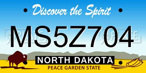 MS5Z704 North Dakota License Plate