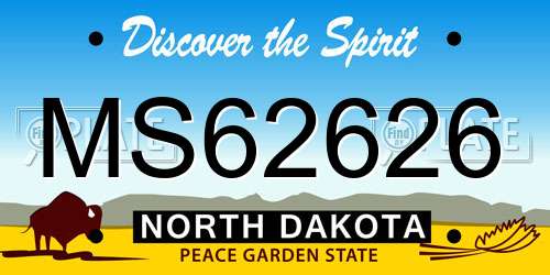 MS62626 North Dakota License Plate