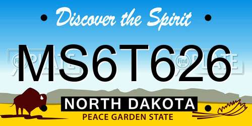 MS6T626 North Dakota License Plate
