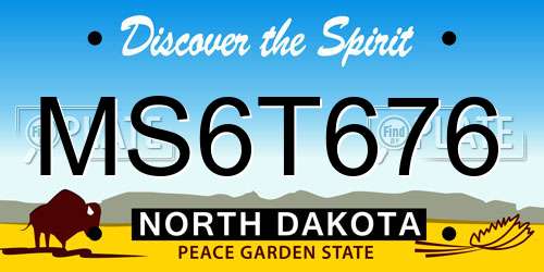 MS6T676 North Dakota License Plate