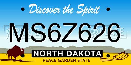 MS6Z626 North Dakota License Plate