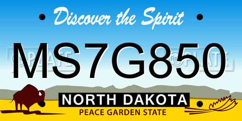 MS7G850 North Dakota License Plate