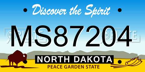MS87204 North Dakota License Plate