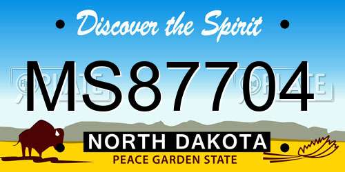 MS87704 North Dakota License Plate