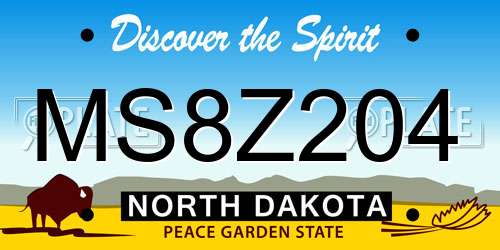 MS8Z204 North Dakota License Plate