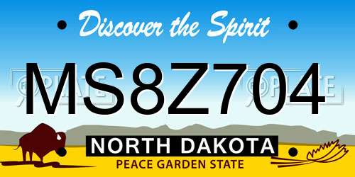 MS8Z704 North Dakota License Plate