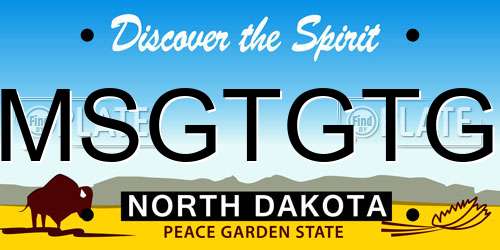 MSGTGTG North Dakota License Plate