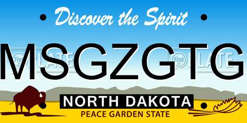 MSGZGTG North Dakota License Plate
