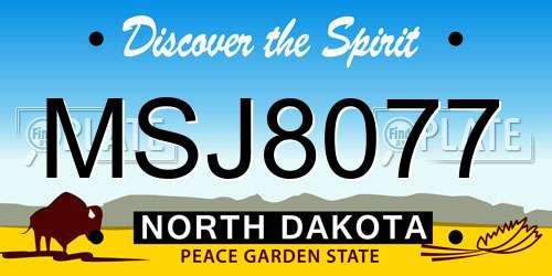 MSJ8077 North Dakota License Plate