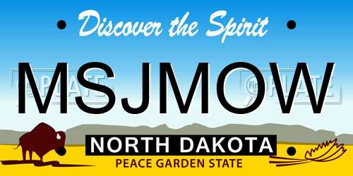 MSJMOW North Dakota License Plate