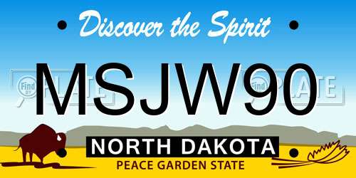 MSJW90 North Dakota License Plate