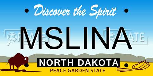 MSLINA North Dakota License Plate